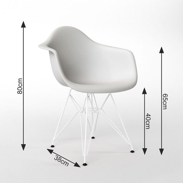 Imagem de Mesa Jantar Redonda 90cm Amêndoa Clips 3 Pés com 4 Poltronas Eiffel Eames Daw Brancas Ferro Branco