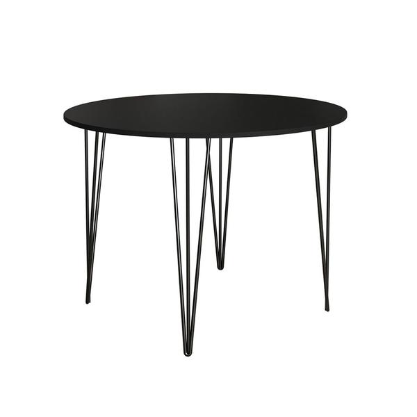 Imagem de Mesa Jantar Redonda Preta Hairpin 110cm Elen Base Ferro Preto