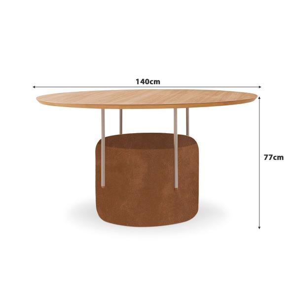 Imagem de Mesa Jantar Redonda Sartor 1,4m Base Metal Estofada 100% MDF