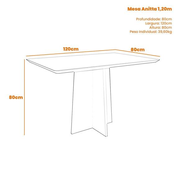 Imagem de Mesa Jantar Retangular 120 x 80 Com Vidro 3mm Julia Sem Cadeiras - Ype - Preto - ÉdeCasaMóveis