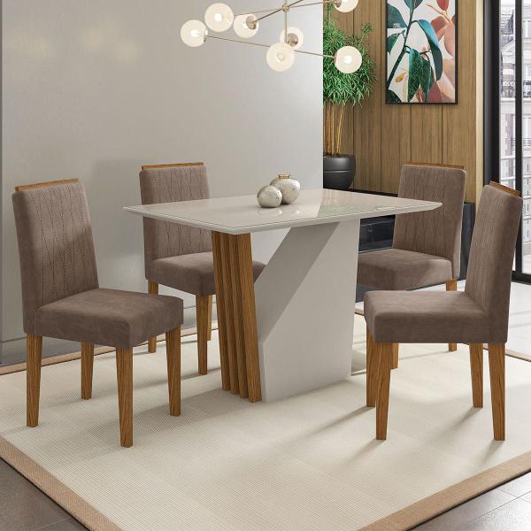 Imagem de Mesa Jantar Retangular 120 x 80 Com Vidro 3mm Luna Sem Cadeiras  ÉdeCasaMóveis