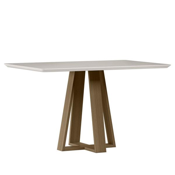 Imagem de Mesa Jantar Retangular 135 x 80 Com Vidro 3mm Bella Sem Cadeiras -Amendoa - Off White  - ÉdeCasaMóveis