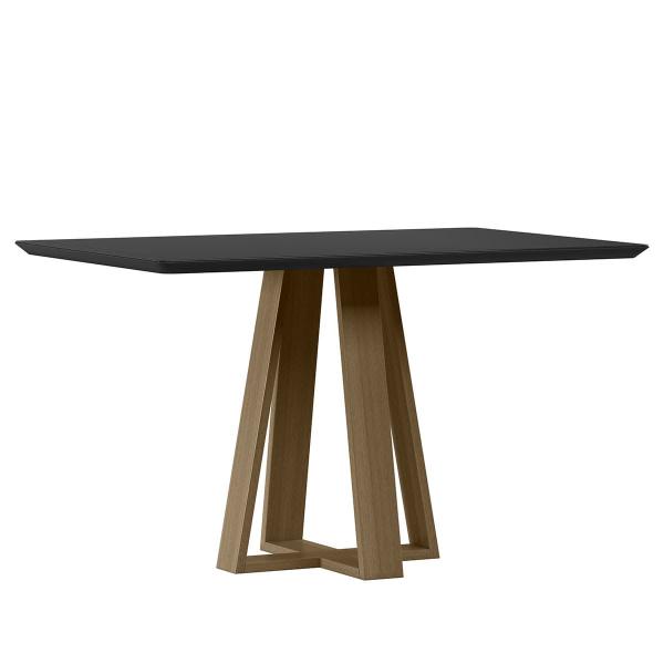 Imagem de Mesa Jantar Retangular 135 x 80 Com Vidro 3mm Bella Sem Cadeiras -Amendoa - Preto  - ÉdeCasaMóveis