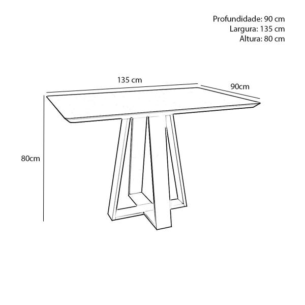 Imagem de Mesa Jantar Retangular 135 x 80 Com Vidro 3mm Lectus Sem Cadeiras - New Ceval