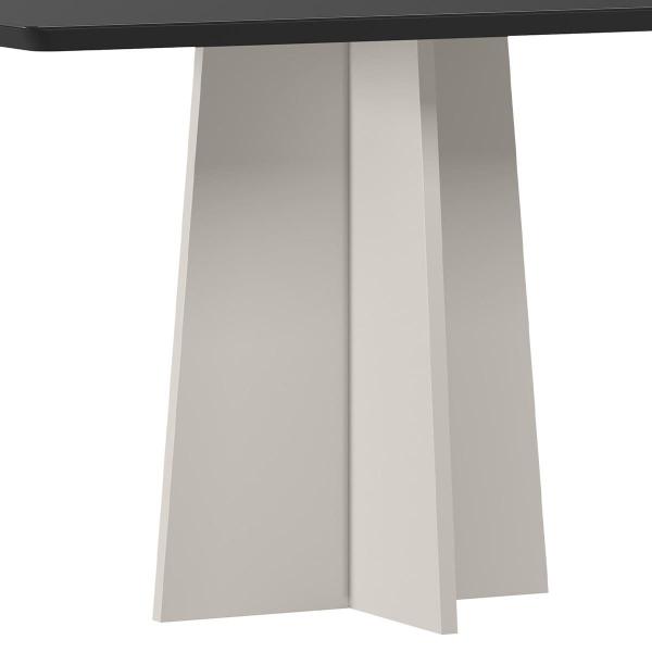 Imagem de Mesa Jantar Retangular 135 x 90 Com Vidro 3mm Julia Sem Cadeiras - Off White - Preto -  ÉdeCasaMóveis