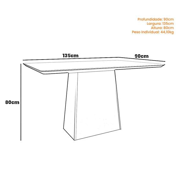 Imagem de Mesa Jantar Retangular 135 x 90 Com Vidro 3mm Lily Sem Cadeiras - Off White - ÉdeCasaMóveis