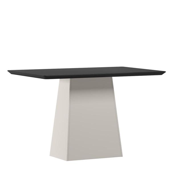 Imagem de Mesa Jantar Retangular 135 x 90 Com Vidro 3mm Lily Sem Cadeiras - Off White - Preto - ÉdeCasaMóveis