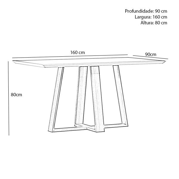 Imagem de Mesa Jantar Retangular 160 x 90 Com Vidro 3mm Bella Sem Cadeiras - ÉdeCasaMóveis