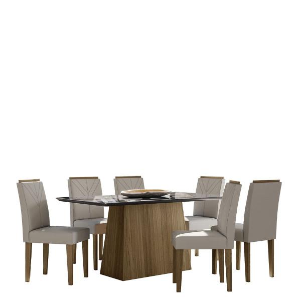 Imagem de Mesa Jantar Retangular 160 x 90 Com Vidro 3mm Lily Sem Cadeiras - Imbuia - Preto - ÉdeCasaMóveis