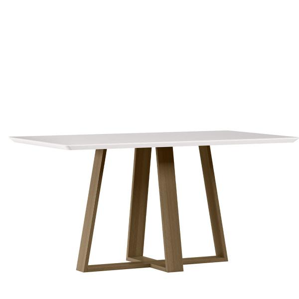 Imagem de Mesa Jantar Retangular 170 x 90 Com Vidro 3mm Bella Sem Cadeiras - Amendoa - Off White - ÉdeCasaMóveis