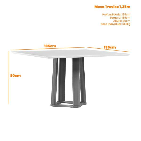 Imagem de Mesa Jantar Treviso Ypê 135x135cm Pés Madeira