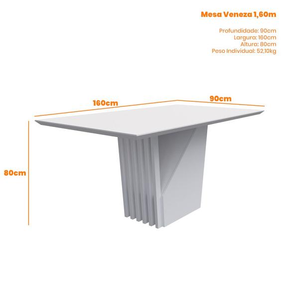 Imagem de Mesa Jantar Veneza Branco-Imbuia 160x90cm para 6 Cadeiras N Ceval