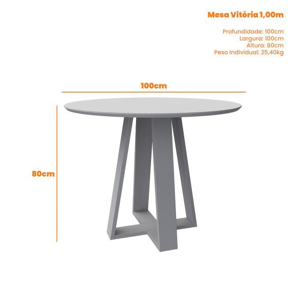 Imagem de Mesa Jantar Vitória Amêndoa 100cm Pés Madeira