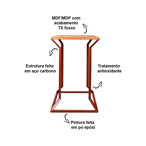 Imagem de Mesa Lateral Alta Puebla decoração Sala Quarto escritório