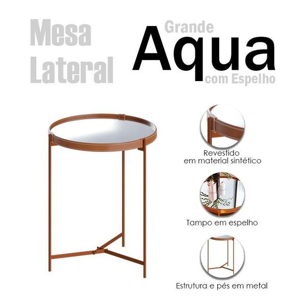 Imagem de Mesa Lateral Ambiente Aqua Grande com Espelho Cobre - Imcal