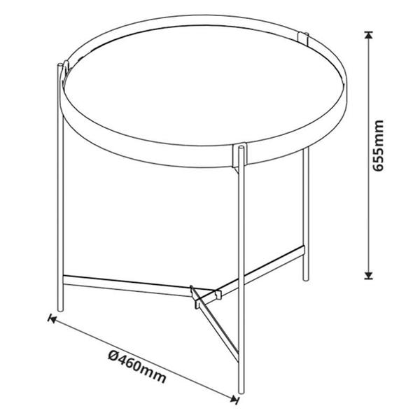 Imagem de Mesa Lateral Ambiente Aqua Pequena com Vidro Off White Cobre - Imcal