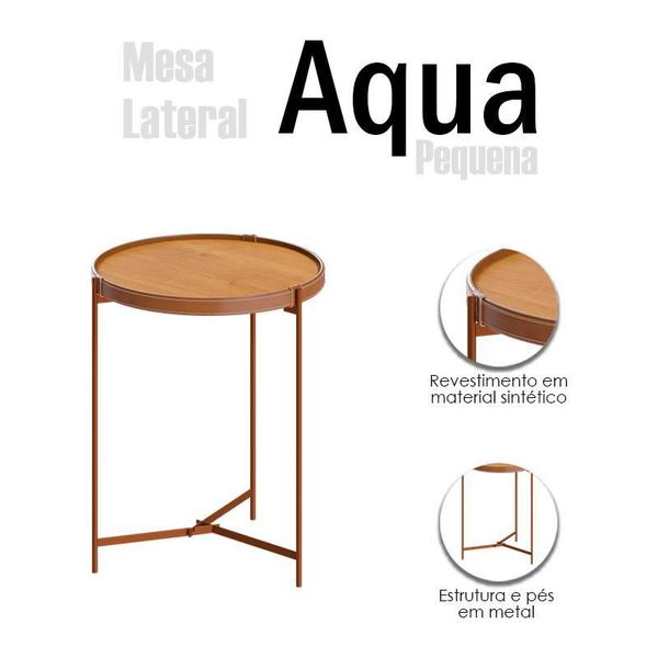 Imagem de Mesa Lateral Ambiente Aqua Pequena Nature Cobre - Imcal