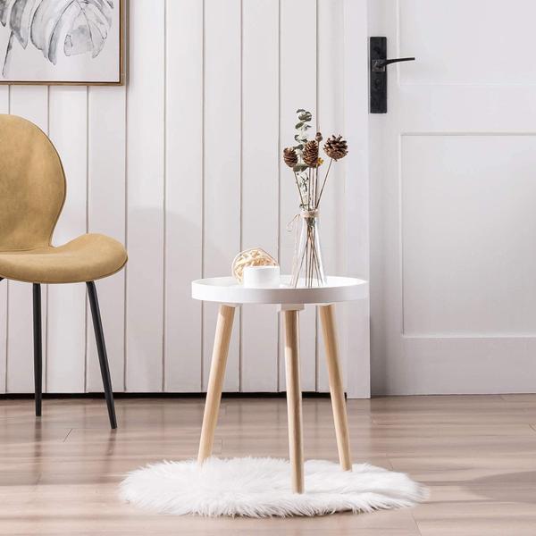 Imagem de Mesa lateral Apicizon Round White Tray Nightstand Coffee End