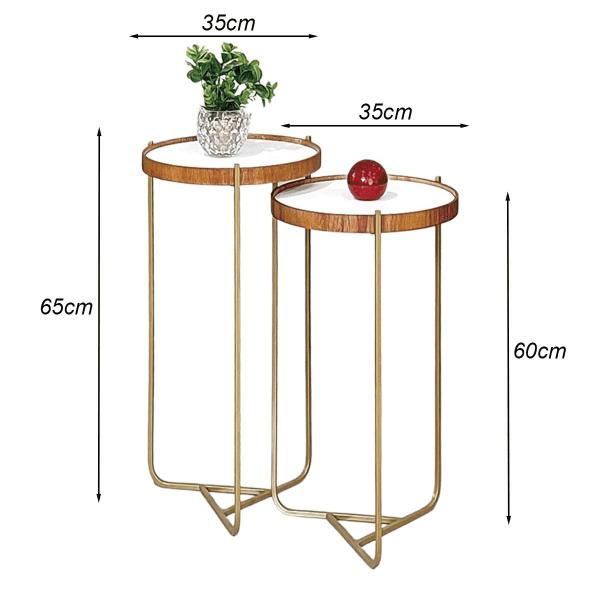 Imagem de Mesa Lateral Apoio Conjunto Canto Redonda Pequena Sofá Ambiente Sala Estar Casa