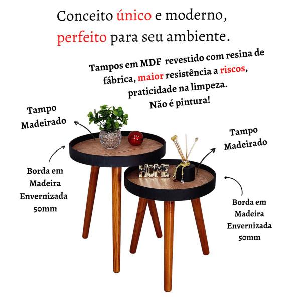 Imagem de Mesa Lateral Apoio Kit Canto Conjunto Retro Pequena Rustico Ambiente Recepção Casa