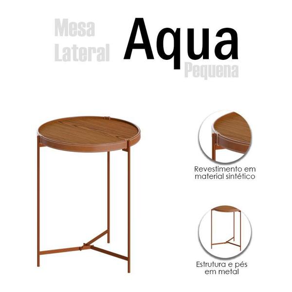 Imagem de Mesa Lateral Aqua Pequena Freijó Cobre - Imcal