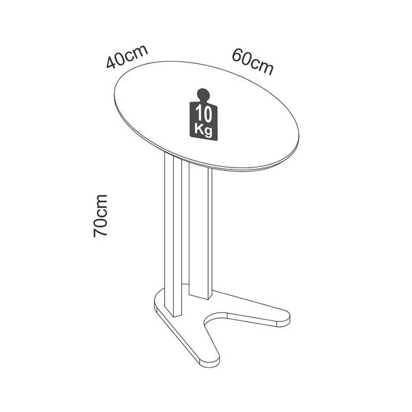 Imagem de Mesa Lateral Auxiliar para Sofá 60 cm Dalla Costa 100% MDF