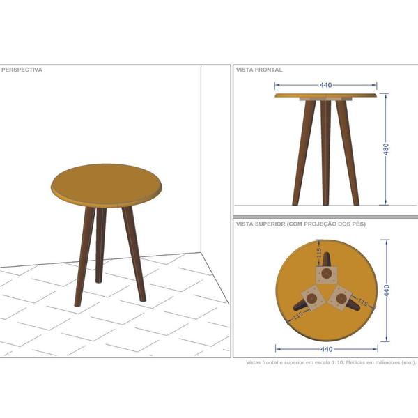 Imagem de Mesa Lateral Brilhante Bechara Titanium 2076134 Pés Madeira