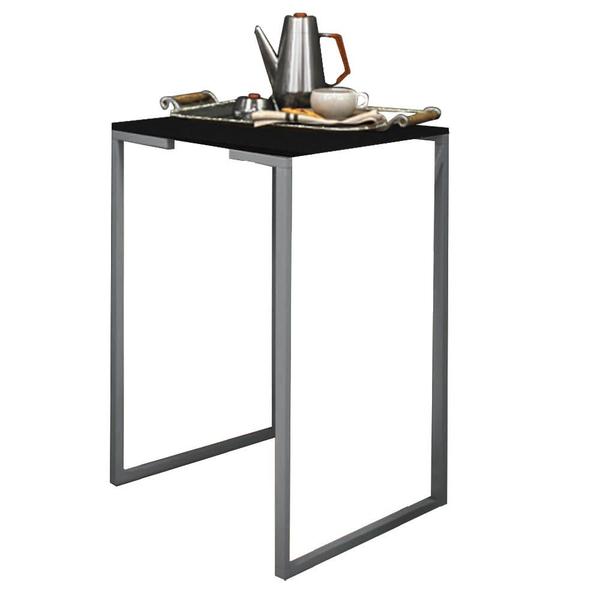 Imagem de Mesa Lateral Canto Aparador Buffet Stan Industrial Ferro Prata Tampo Preto - Ahazzo Móveis