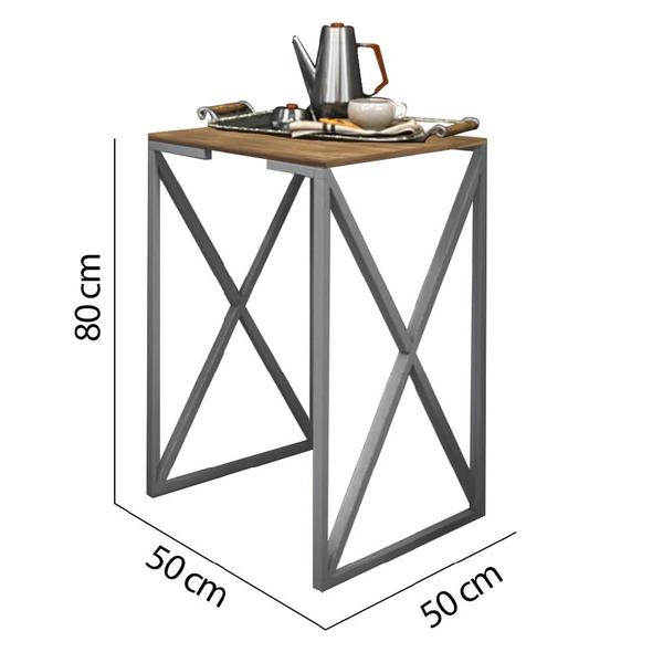 Imagem de Mesa Lateral Canto Aparador Buffet X Zurik X Industrial Ferro Cinza Tampo Caramelo - Ahazzo Móveis