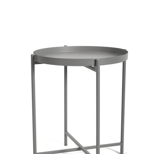 Imagem de Mesa Lateral Centro Decorativa Redonda Em Metal Cinza P 43cm