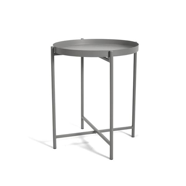 Imagem de Mesa Lateral Centro Decorativa Redonda Em Metal Cinza P 43cm