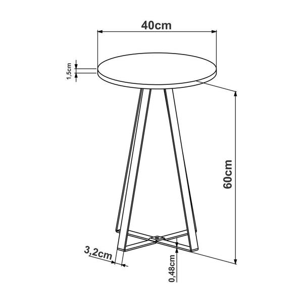 Imagem de Mesa Lateral de Apoio com pés metálicos 40X40cm Freedom Naturart