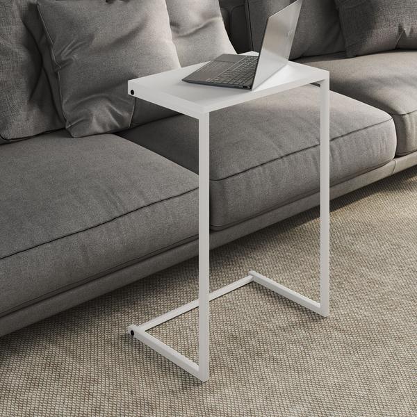 Imagem de  Mesa Lateral De Apoio de Sofá Charmme Ferro Branco 70cm Industrial Elegante