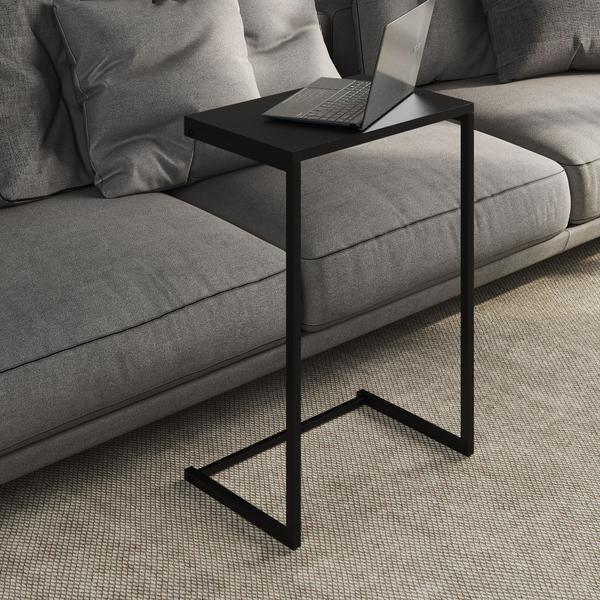 Imagem de  Mesa Lateral De Apoio de Sofá Charmme Ferro Preto 70cm Industrial Elegante