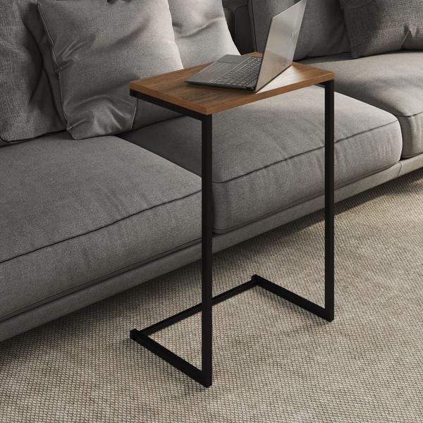 Imagem de  Mesa Lateral De Apoio de Sofá Charmme Ferro Preto 70cm Industrial Elegante