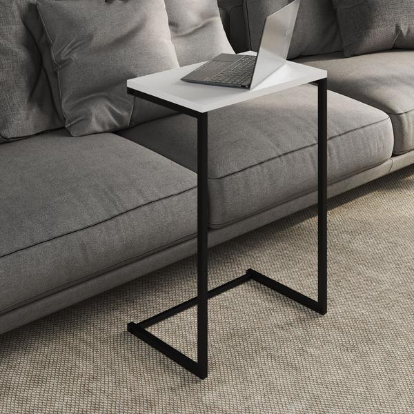 Imagem de  Mesa Lateral De Apoio de Sofá Charmme Ferro Preto 70cm Industrial Elegante