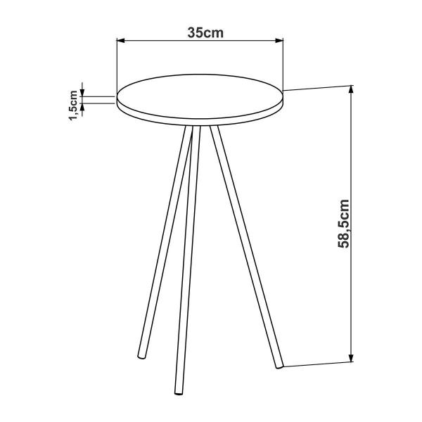 Imagem de Mesa Lateral de Apoio Para Sala Industrial em Aço 58,5 cm