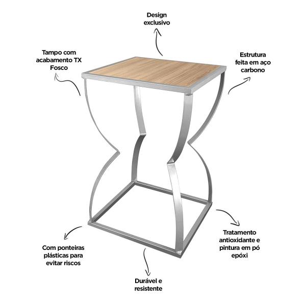 Imagem de Mesa Lateral de Canto Mesa de Apoio para Sala Quarto Belt