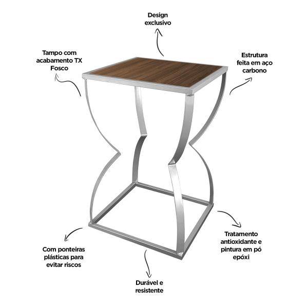 Imagem de Mesa Lateral de Canto Mesa de Apoio para Sala Quarto Belt