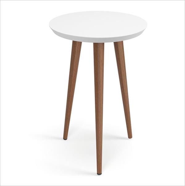 Imagem de Mesa Lateral Decorativa Luna Branco Redonda 44cm Pés Palito - Patrimar Móveis