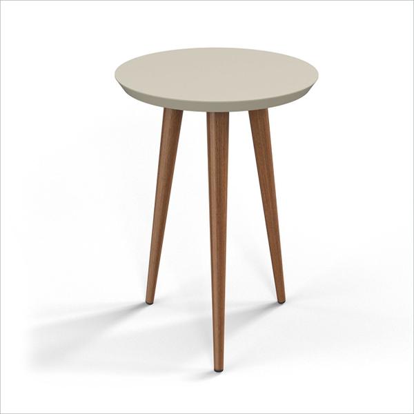 Imagem de Mesa Lateral Decorativa Luna Off White Redonda 44cm Pés Palito - Patrimar Móveis