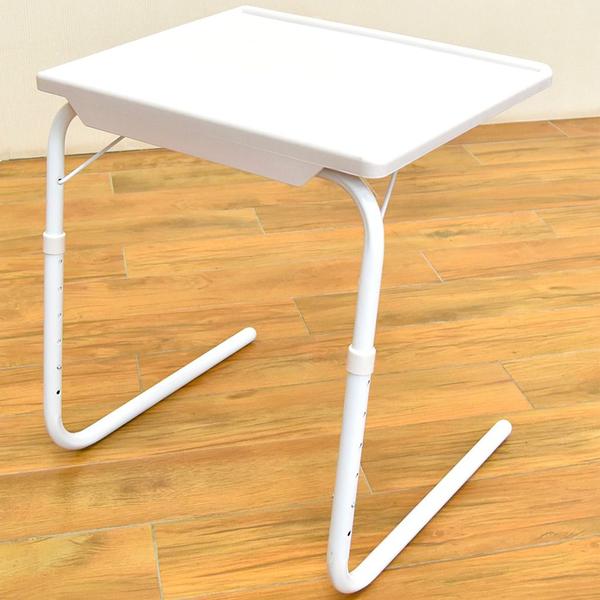 Imagem de Mesa Lateral Dobrável Para Trabalho Home Office Refeições Com Altura Ajustável