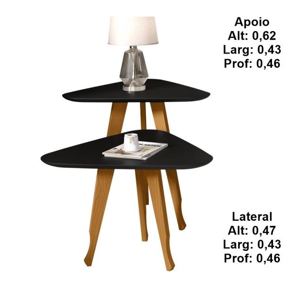 Imagem de Mesa Lateral e Apoio 3 Pontas Pés Madeira Preto - Comprar Moveis em Casa