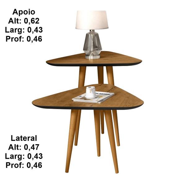 Imagem de Mesa Lateral e Apoio 3 Pontas Plus Pés Palito cor Freijó / Preto - Comprar moveis para sua casa