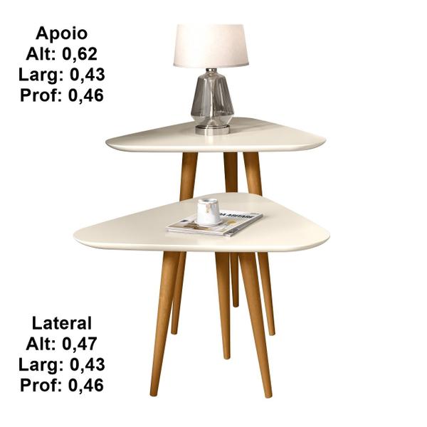 Imagem de Mesa Lateral e Apoio 3 Pontas Plus Pés Palito cor Off White - Comprar moveis para sua casa