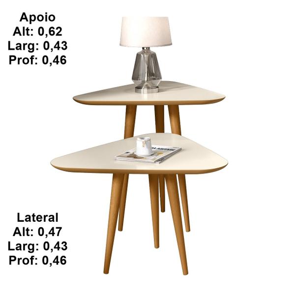 Imagem de Mesa Lateral e Apoio 3 Pontas Plus Pés Palito Off / Freijó - Comprar Moveis para sua Casa