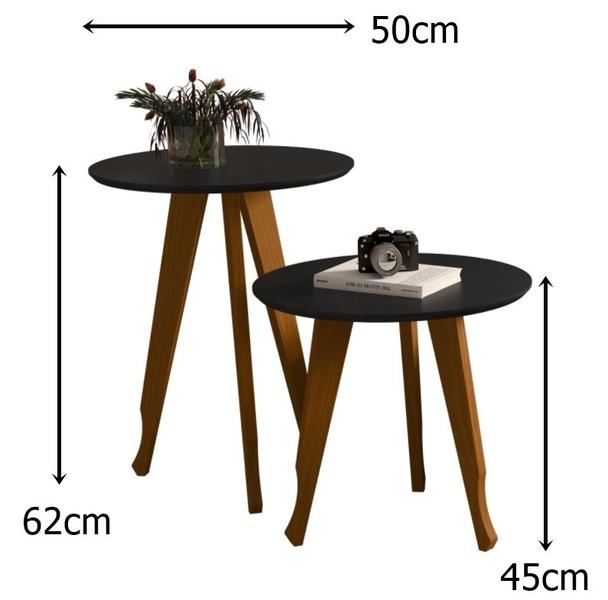 Imagem de Mesa Lateral e Apoio Redonda Pés Madeira cor Preto - Comprar moveis para sua casa