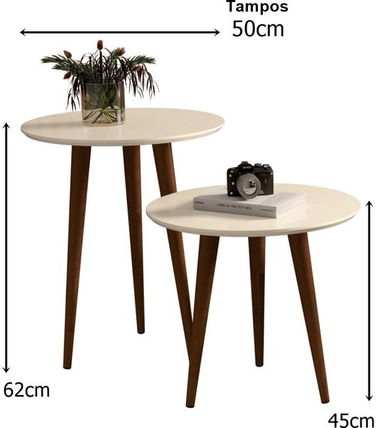 Imagem de Mesa Lateral e Apoio Redonda Pés Palito Off White - Comprar Moveis em Casa