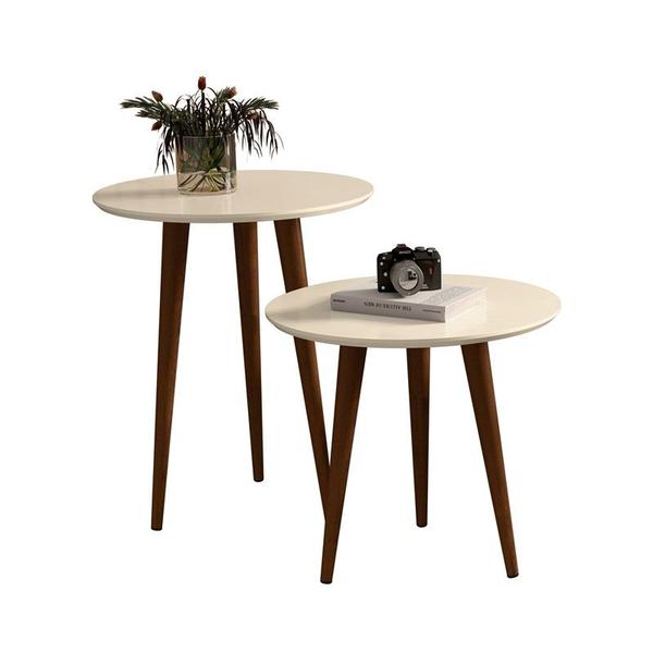 Imagem de Mesa Lateral e Apoio Redonda Plus Pés Palito cor Off White - Comprar moveis para sua casa