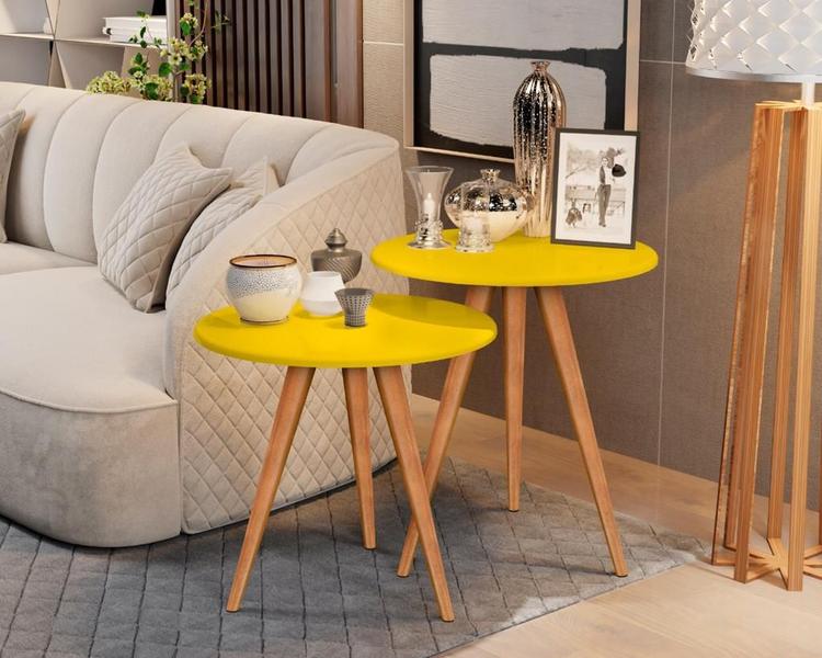 Imagem de Mesa Lateral e Apoio Redonda Plus Pés Palito Cores Variadas - Comprar Moveis para sua Casa